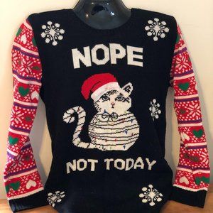 "Nope Not Today" Cat Ugly Christmas Sweater XXL